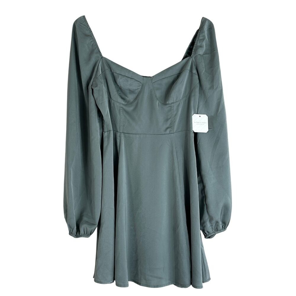 NWT Altar'd State Milkmaid Mini Dress Womens L Sage Green Smocked Soft Girl - Picture 3 of 8